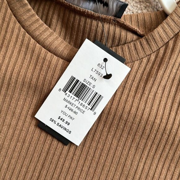 Ribbed long sleeve brown mini dress - Picture 5 of 6